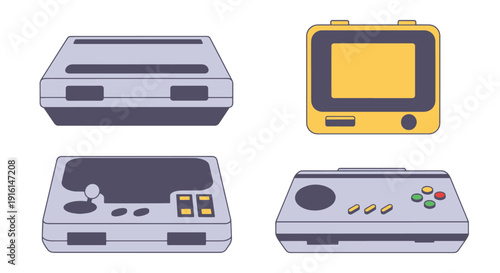 Retro Console Line clean color artwork vector