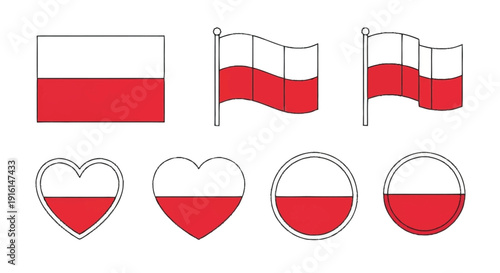 Free Download Poland flag in various shapes and styles national flag heart circle - GFXLoad