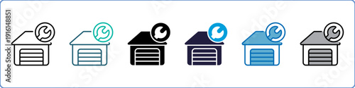 Garage Single Icon Set Multistyle