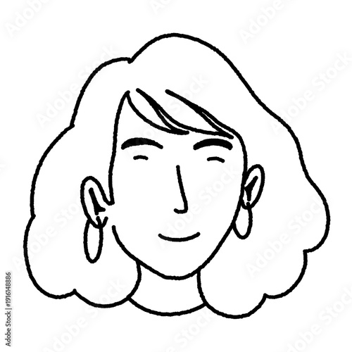 smiling woman with earrings illustration
