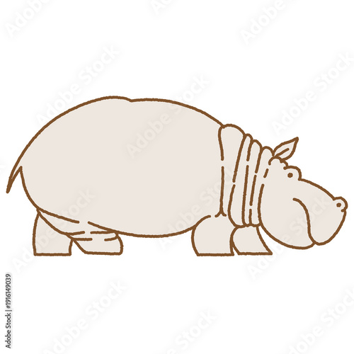 hippopotamus line art illustration