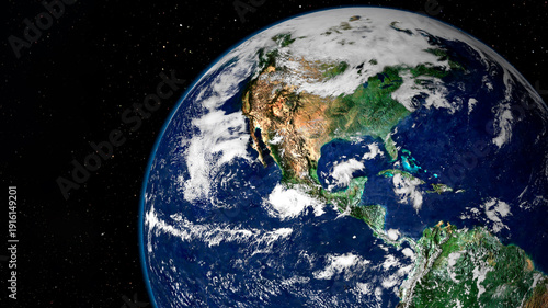 Planet Earth from space North America with copy space. Elements of this image furnished by NASA.