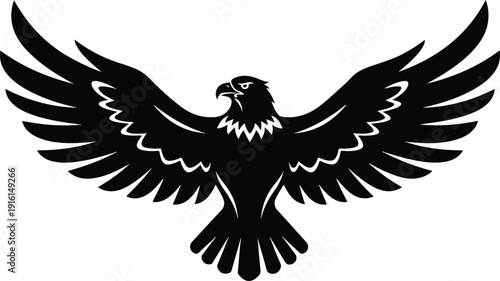 Striking Silhouette of an Eagle in Flight with Wings Spread Wide