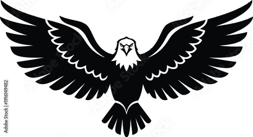 Bold Silhouette of an Eagle with Wings Spread Wide in a Majestic Display of Freedom and Power