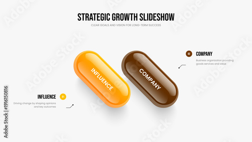 Marketing Solution Two Element Infographic Presentation Template. Visual Growth 2 Option Diagram Slideshow Design. Modern Innovation Slide Layout Vector Illustration.