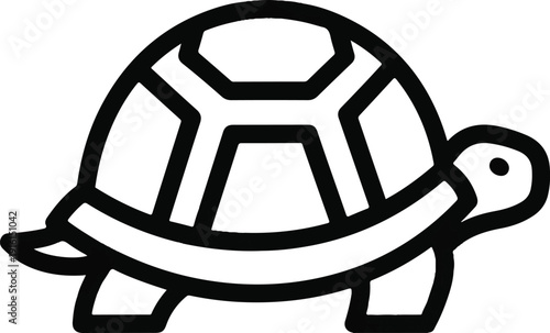 Minimalist illustration of a turtle, depicting its shell and legs in a clean, stylized design