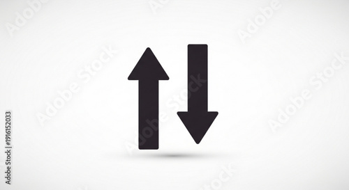 Black up and down arrows icon set on white background symbolizing opposite directions contrast and balance in a simple graphic design