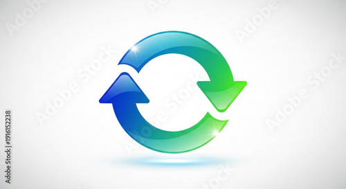 Blue and green gradient circular arrows symbolizing recycling renewal and sustainability in modern design concept