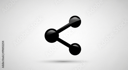 Black share symbol icon floating with shadow on white background representing social media and connectivity concepts in modern digital communication