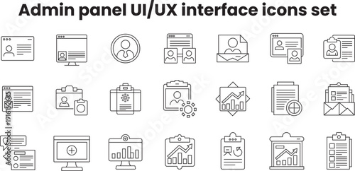 Admin Panel UI/UX Interface Icons Set Editable Stock Dashboard Symbols