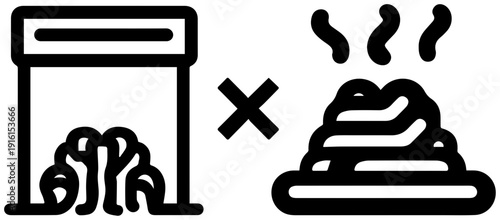 Failed spaghetti print icons showing messy pasta dish and packet