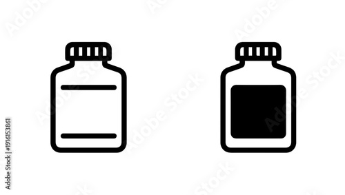 Two black icons of liquid fertilizer nutrient bottles for agriculture and gardening use