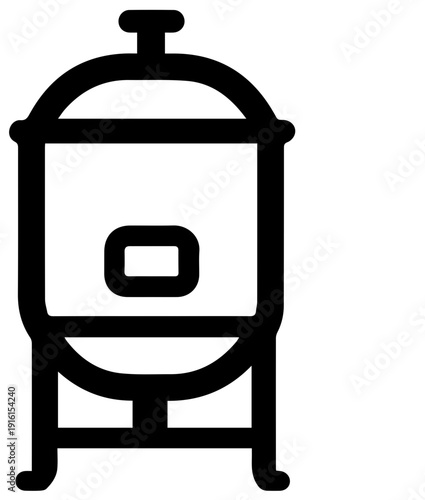 Black icon of stainless steel mash tun vessel for brewing beer making and distilling processes