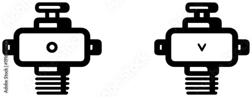 Automated solenoid valve icons on and off positions industrial control symbols