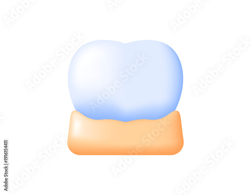 3D style illustration of a tooth covered in tartar. Plaque and teeth. Dental health awareness and dental disease warning. Dental tartar or dental calculus concept. 3D vector design. White background