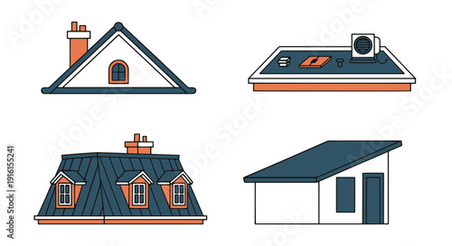 Rooftop Line art colorful digital illustration creative bold tone vector