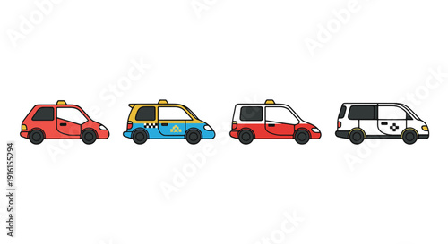 Ride Sharing Vehicle colorful digital illustration minimal smooth color vector