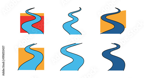 River Line art modern design minimal creative color vector