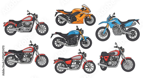 vector set of motorcycle