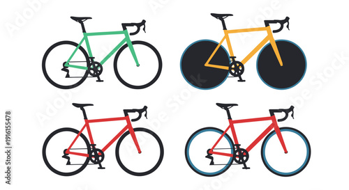 Road Bikes Line art colorful digital illustration modern smooth style vector