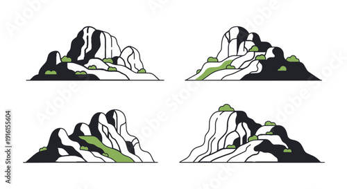 Rocky Hilltop Line bold creative color illustration