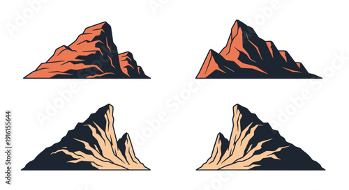Rocky Ridge Line art creative color vector design