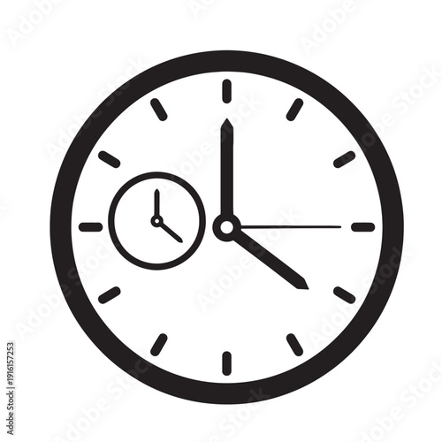 A graphic of a clock with a smaller clock inside it. Vector