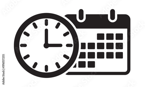 A clock and calendar illustration representing time management and scheduling Vector