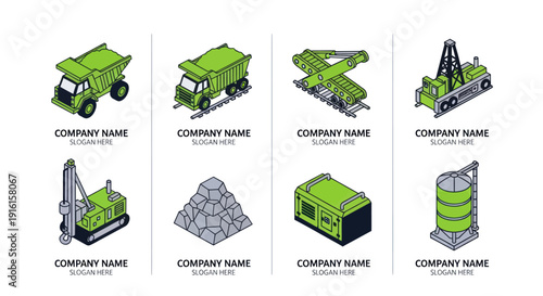 Collection of Heavy Machinery and Construction Equipment.