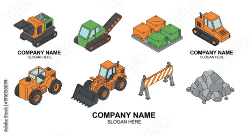 Collection of Heavy Machinery Equipment Vehicles.