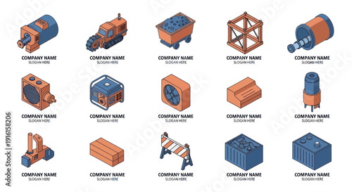 3D Shapes and Objects Isometric View.