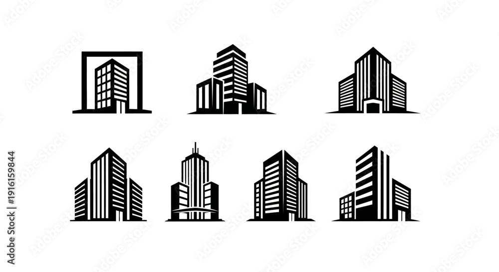 Fototapeta premium Flat Design Office Tower Logos