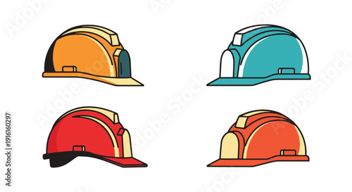 Safety Helmet Line abstract vivid tone vector