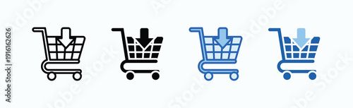 Add To Cart Icon Sheet Multiple Style Collection Isolated Vector