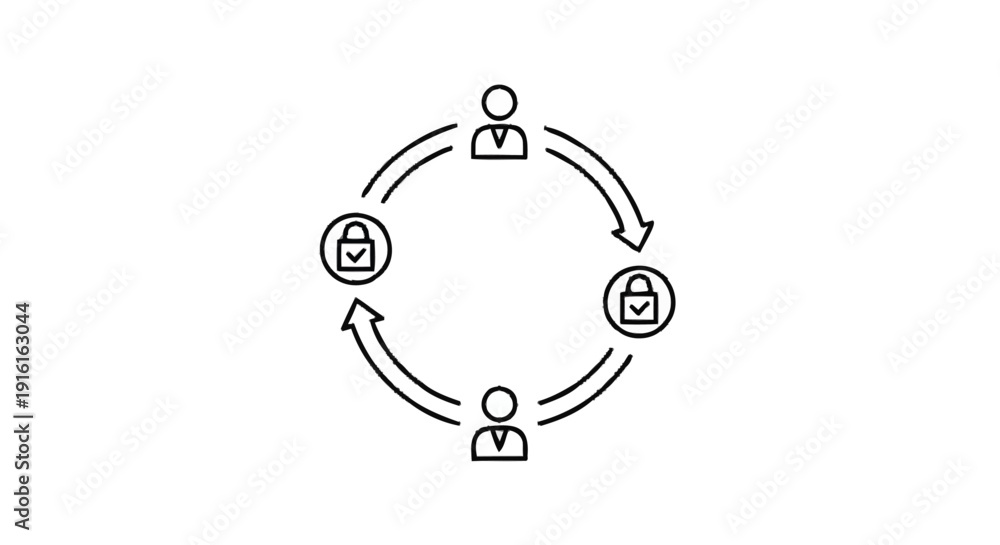 Fototapeta premium Circular Diagram Illustrating Secure Team Collaboration and Data Exchange.