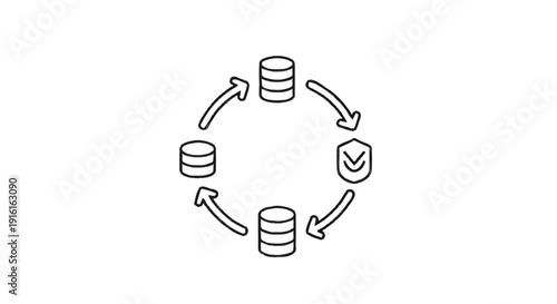 Circular flow diagram illustrating data processing and validation.
