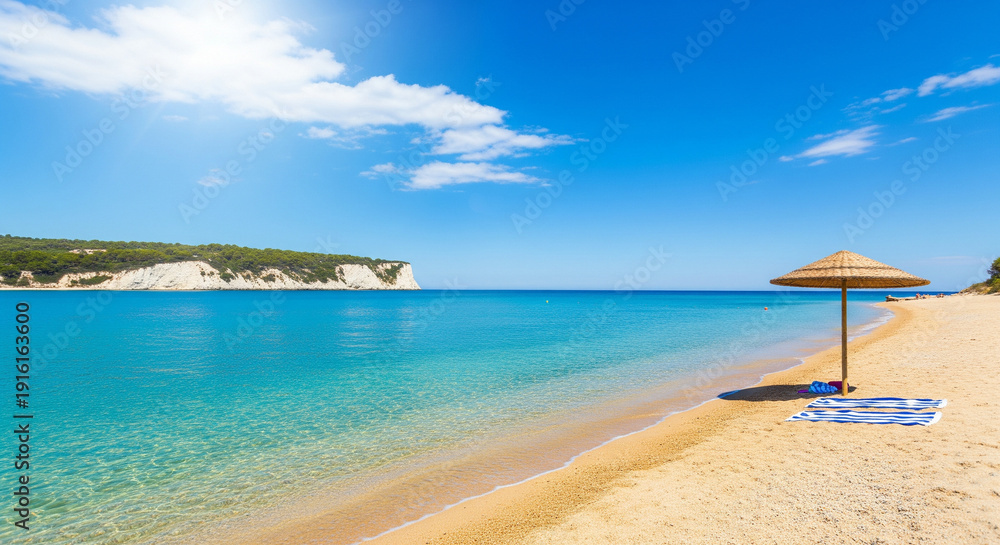 Fototapeta premium tropical beach with umbrella