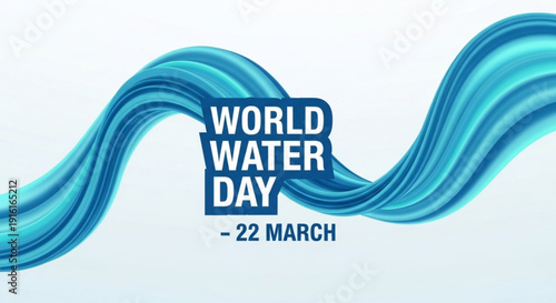 World water day poster with wavy blue design and march 22 date on white background