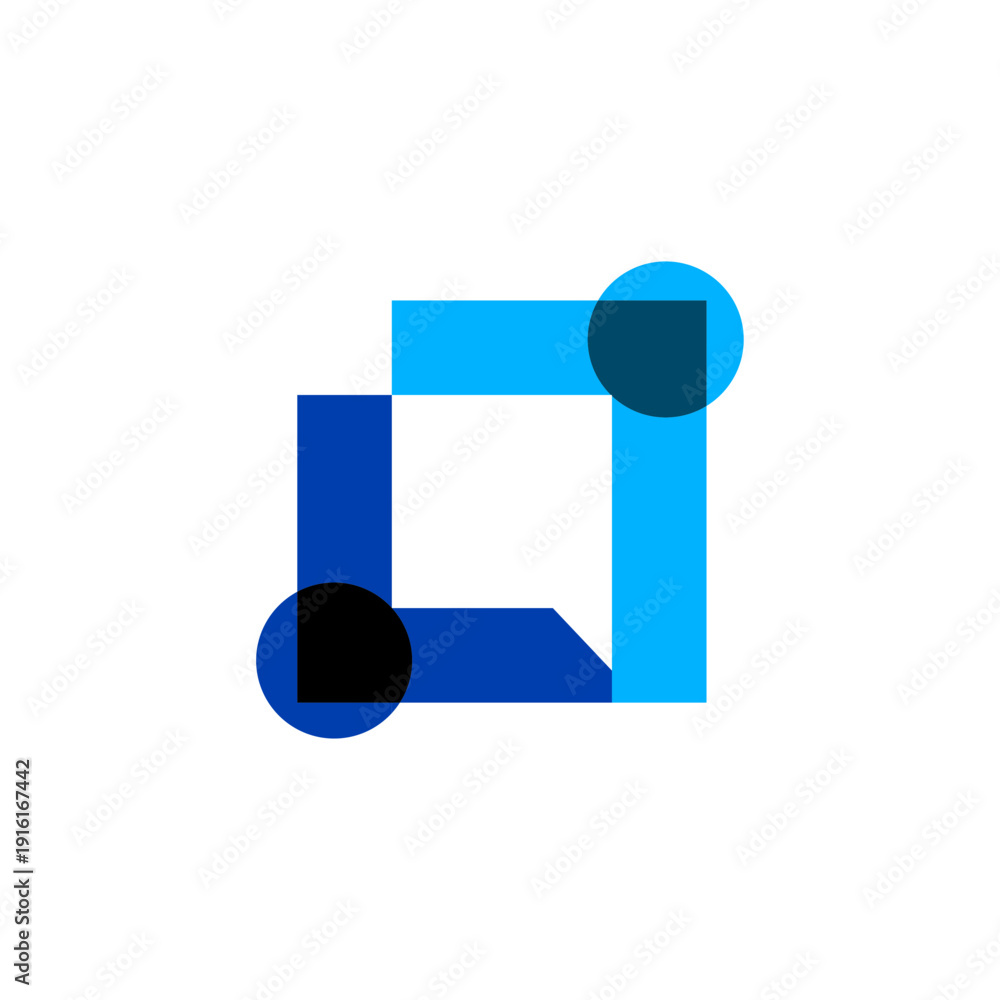 Φωτογραφία Abstract blue square logo with overlaying circles, representing connection and i