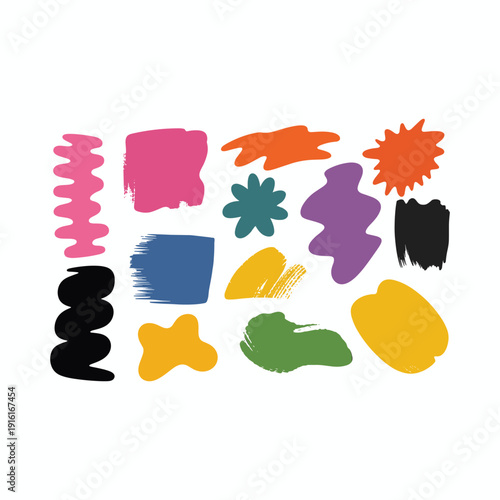 Colorful abstract shapes on white background pink vector illustration isolated on white background