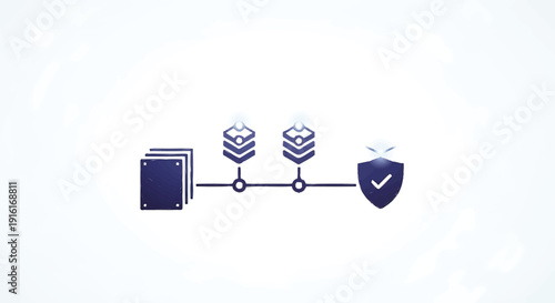 Secure Data Storage and Network Protection Iconography.