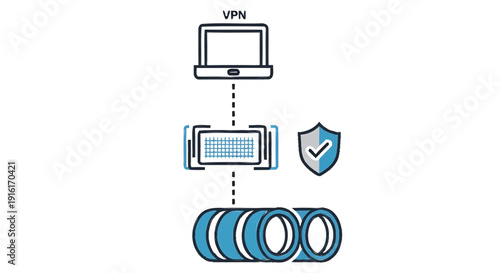 Secure VPN Connection Diagram Illustrating Data Protection.