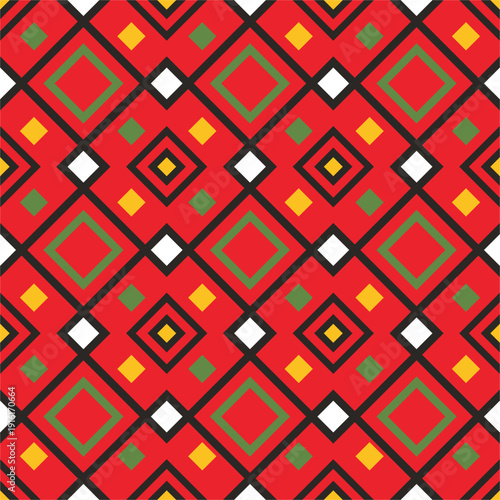 Traditional Slavic, Bulgarian decorative embroidery vector pattern. Seamless ornamental motifs for folklore costume, clothing, textile, damask, craft knitting, sewing. Balkan cultural heritage.