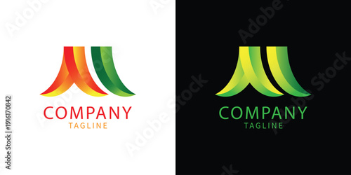 Dual color logo design with gradient effect featuring abstract upward pointing arches for diverse business branding and visual identity purposes