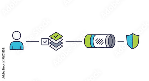 User data processing and security workflow illustration.