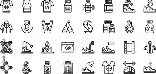 Collection of diverse icons representing daily life, work, and leisure activities isolated on transparent background, Vector