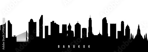 Vector silhouette illustration of Bangkok city urban skyline. Modern minimalist cityscape graphic, perfect for travel, banners or backgrounds.