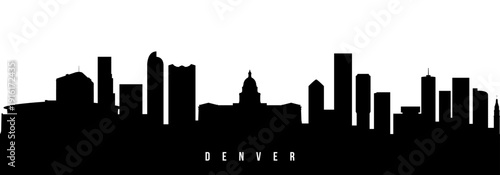 Vector silhouette illustration of Denver city urban skyline. Modern minimalist cityscape graphic, perfect for travel, banners or backgrounds.