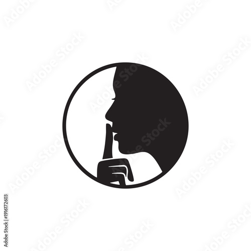 Silence Sign Woman Shushing Gesture Icon
