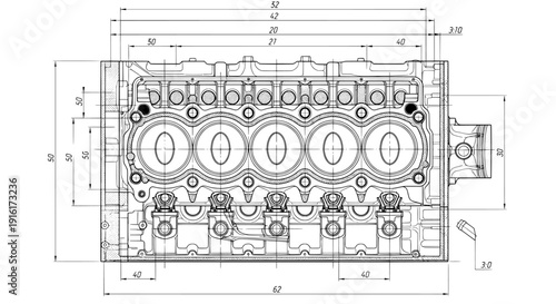Diagram of a technical schematic showing layers and symbols
